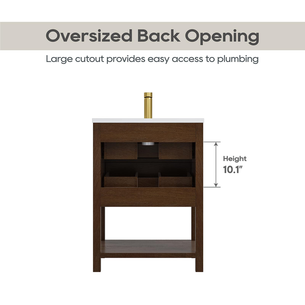 42 Inch Bathroom Vanity with Sink, Fully-Assembled, Walnut