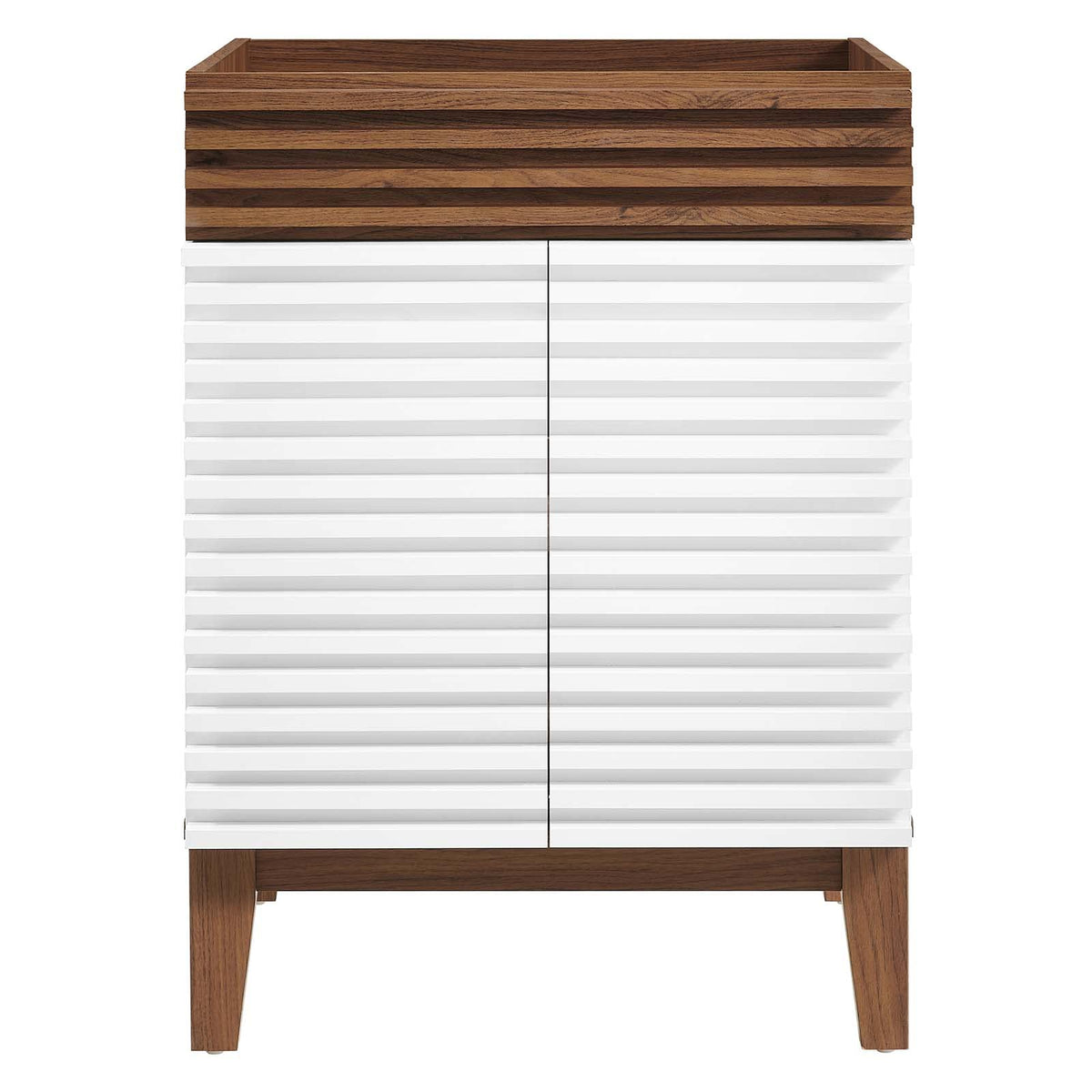Modway Render Mid-Century Bathroom Vanity With Sink in Walnut White,24 Inch