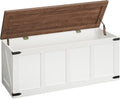 HOOBRO 47.2âStorage Bench Large, Toy Box with 2 Safety Hinges, Farmhouse Wooden Storage Chest, Easy Assembly for Bedroom, Living Room, Entryway, White and Walnut WH520CW01