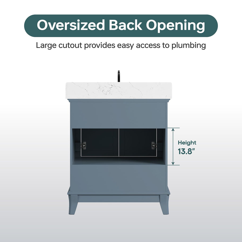 60 Inch Bathroom Vanity Double Sink, Steel Blue