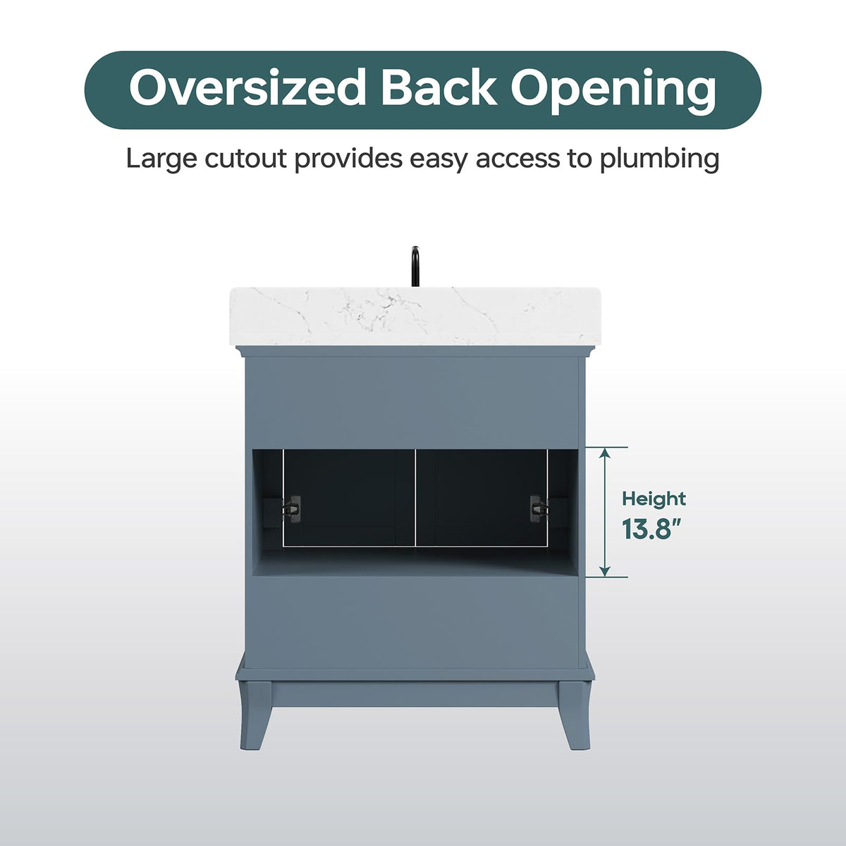 60 Inch Bathroom Vanity Double Sink, Steel Blue