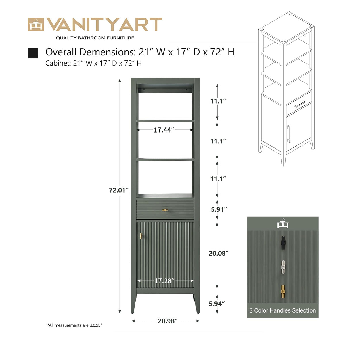 Vanity Art 84 inch Bathroom Vanity with Double Sink & Ceramic Top, Vanity Cabinet with Soft-Closing Door, Solid Wood Frame, Linear Pattern, Walnut, Golden Brushed Handware,Vintage Green