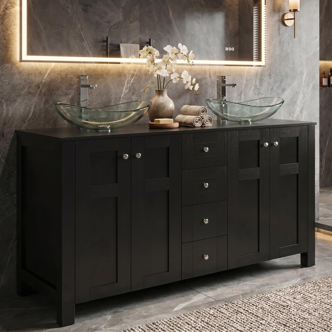 32'' Bathroom Vanity with Sink, Modern Bathroom Cabinet, Black