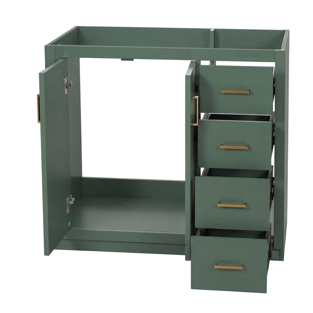 30 Inch Green Bathroom Vanity with Sink & Gold Handles,Light Luxury