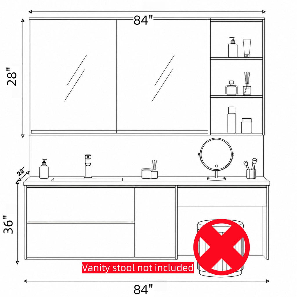 66 in Freestanding Single Sink Bathroom Vanity with Makeup Area
