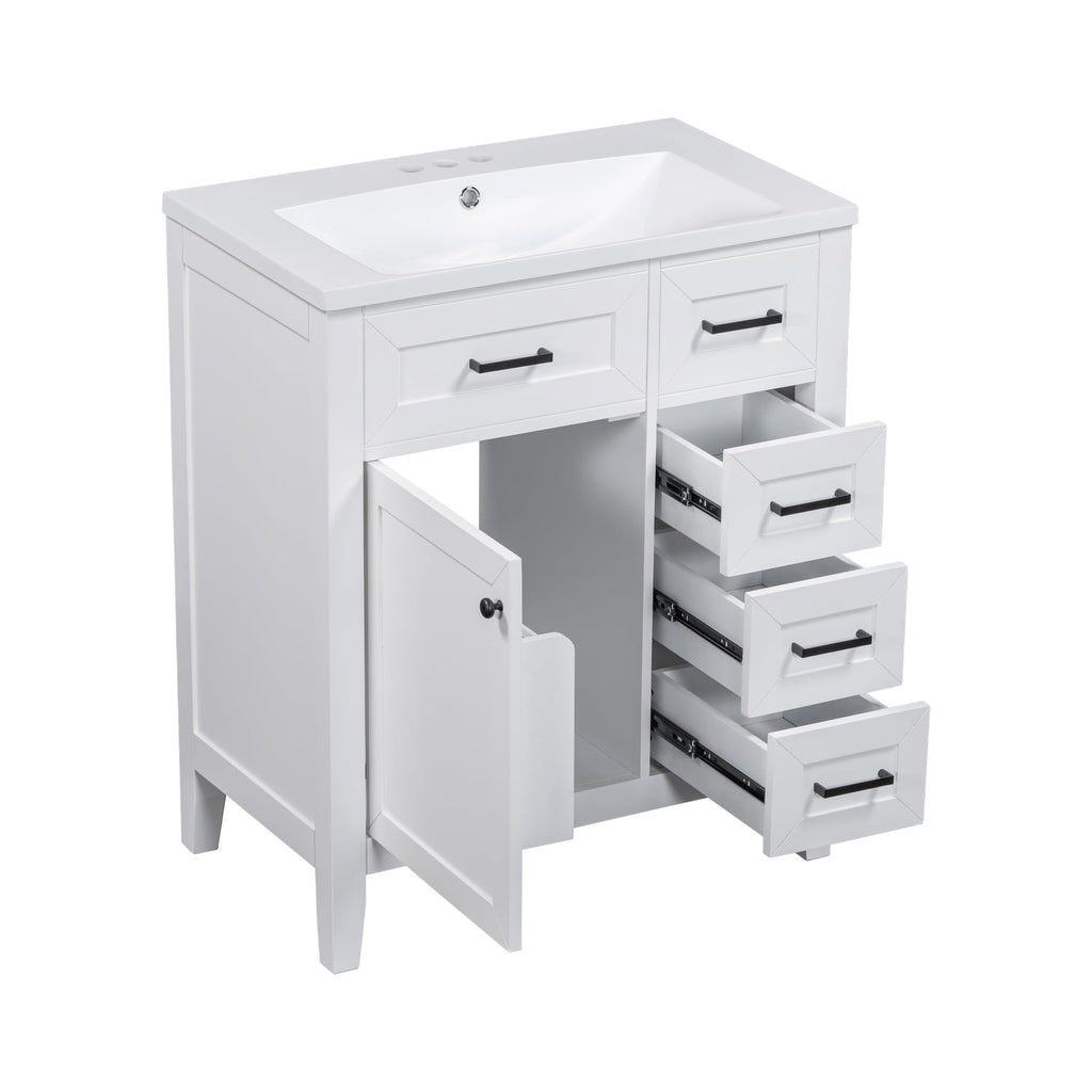 36 Inch Bathroom Vanities with Undermount Ceramic Sink, Storage Cabinet with Soft Closing Doors and Three Drawers, Solid Wood Frame, Natural Wood