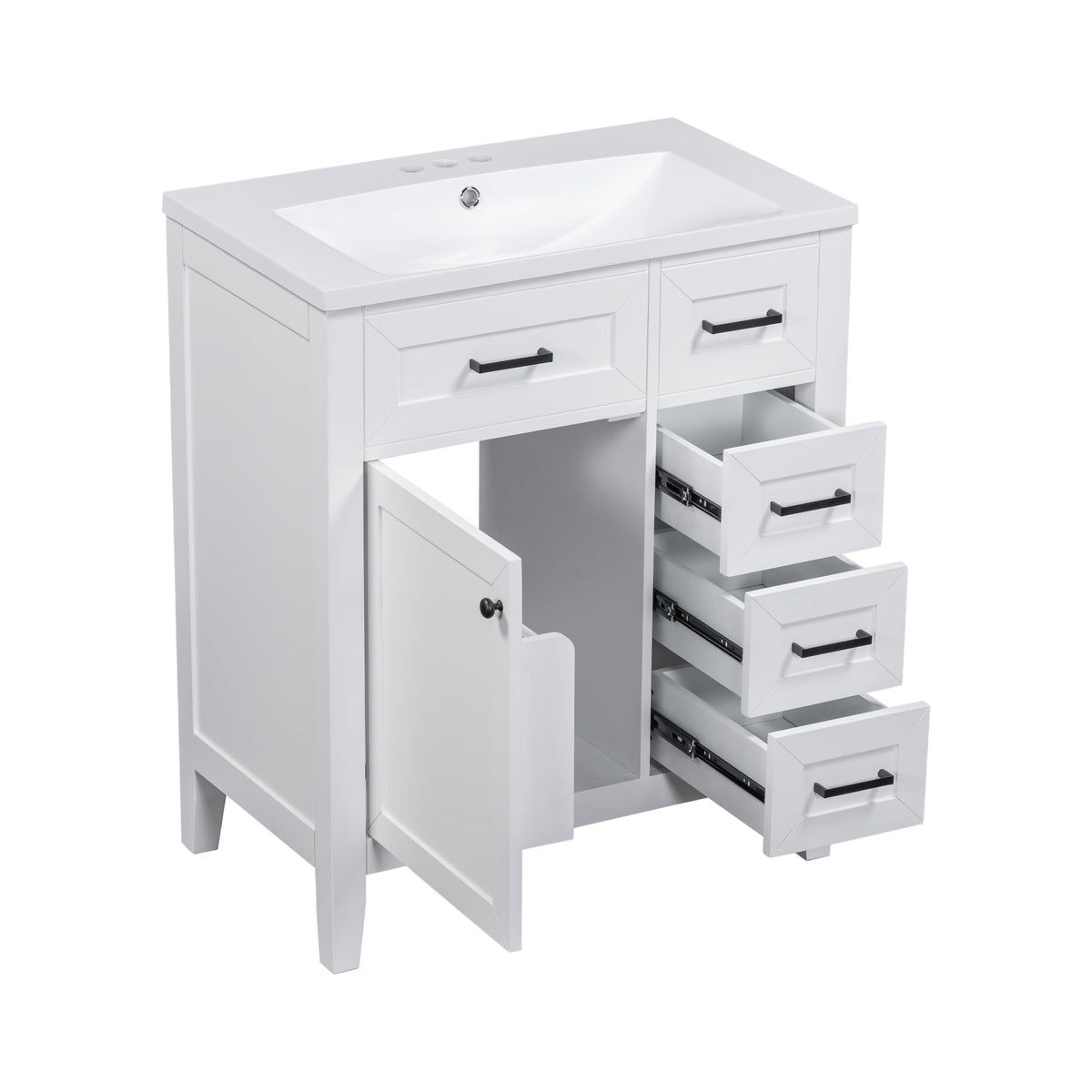 36 Inch Bathroom Vanities with Undermount Ceramic Sink, Storage Cabinet with Soft Closing Doors and Three Drawers, Solid Wood Frame, Natural Wood