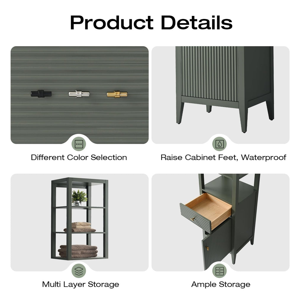 Vanity Art 84 inch Bathroom Vanity with Double Sink & Ceramic Top, Vanity Cabinet with Soft-Closing Door, Solid Wood Frame, Linear Pattern, Walnut, Golden Brushed Handware,Vintage Green