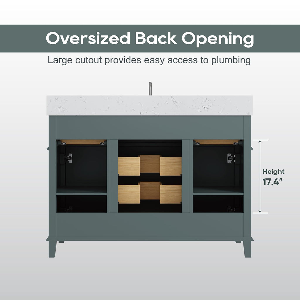 60 Inch Bathroom Vanity with Sink, Fully Assembled, Green