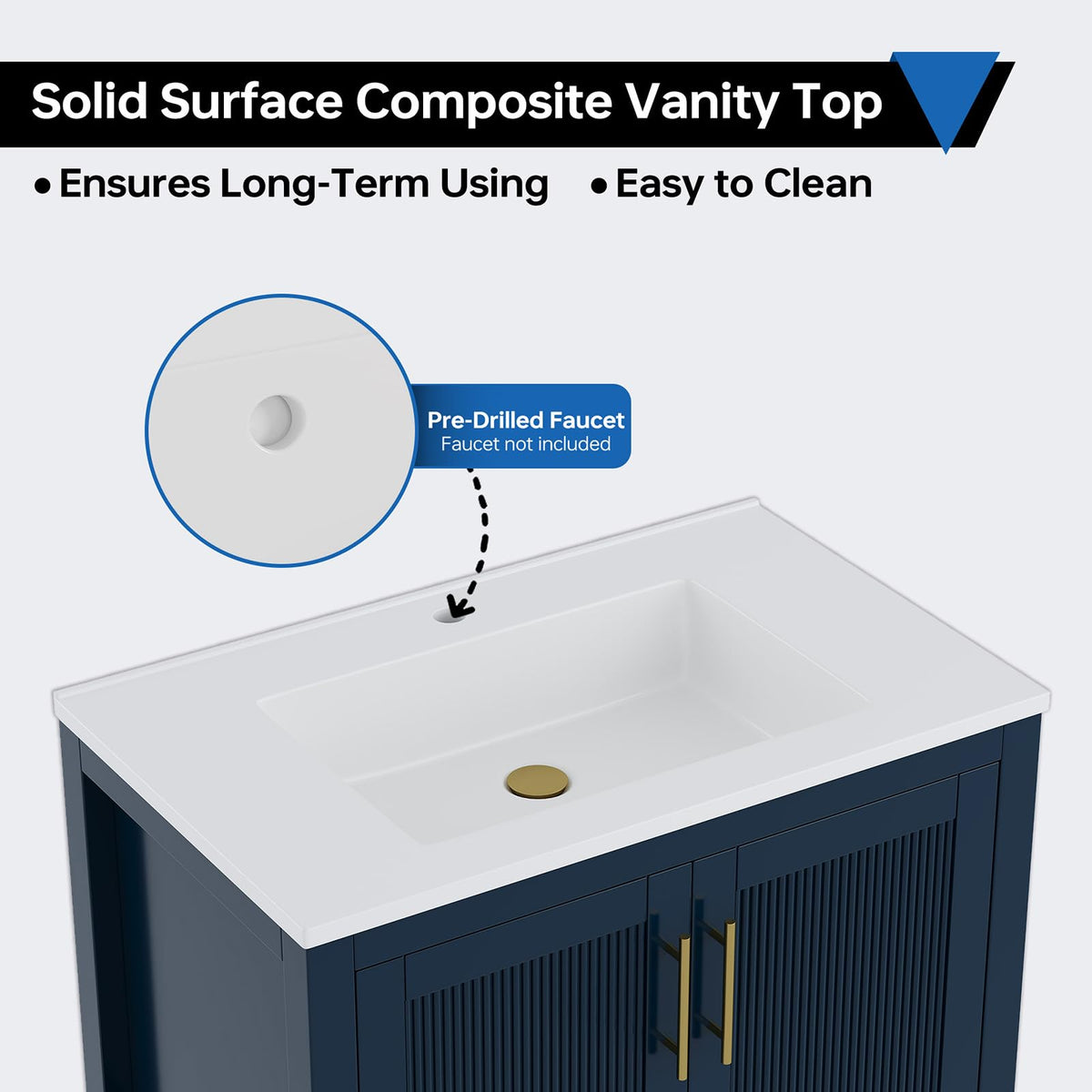 36 Inch Modern Bathroom Vanity with Sink, Black
