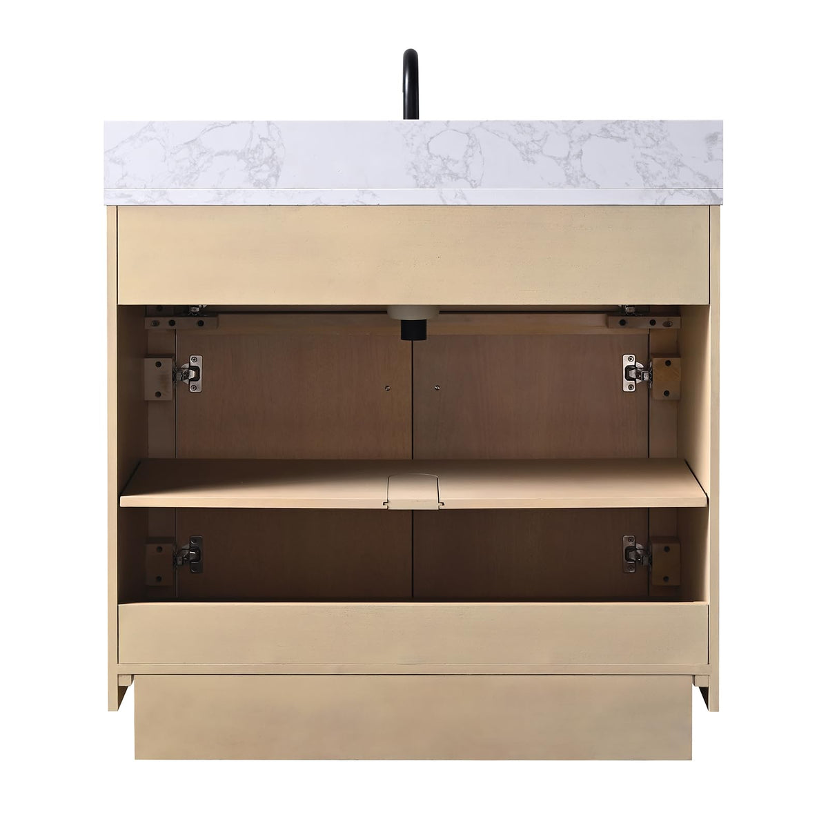 HOMEBEYOND 72" Bathroom Vanity with Double Sink & Ceramic Top, MDF Material Vanity Cabinet with Basin Combo, Soft-Closing Doors, Removable Shelf, Backsplash, Tan