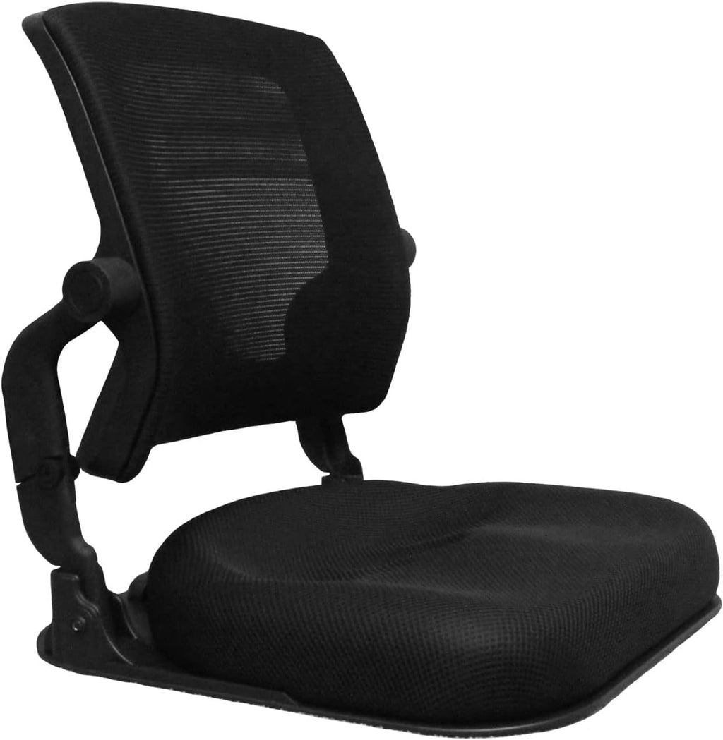 Patented Floor Chair with Back Support - Foldable Orthopedic Floor Chair for Adults/Children - Japanese Legless Seat for Meditation, TV, Pelvic Adjustment - Recliner with Back Support (Black)