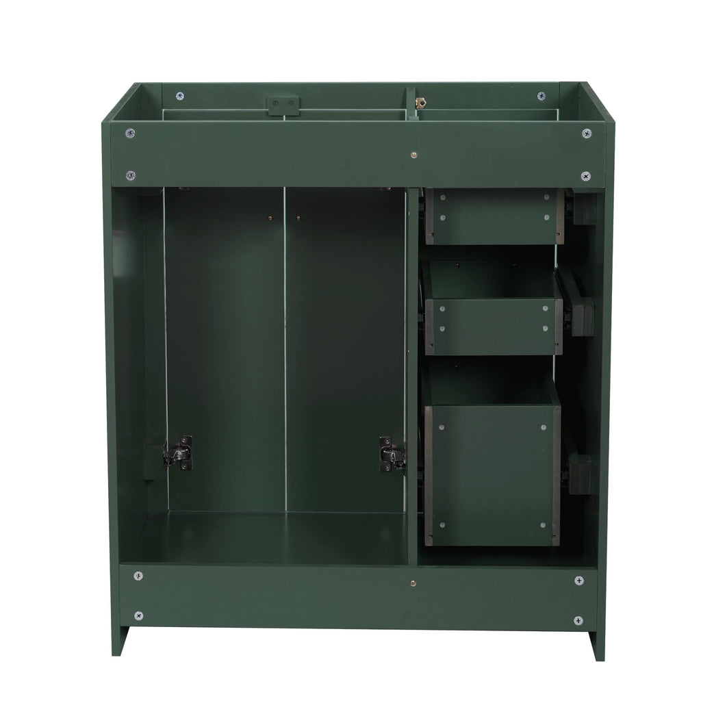 30 Inch Green Bathroom Vanity with Sink & Gold Handles,Light Luxury