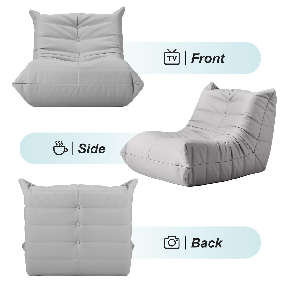 Hobestluk Bean Bag Chair Adult Leather Togo Chair Memory Foam Living Room