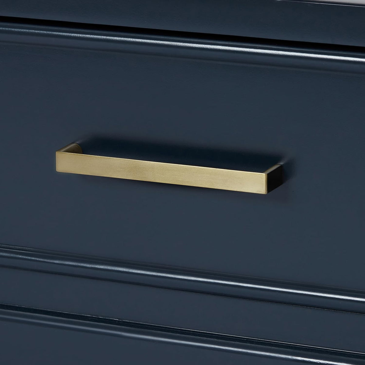 DKB Emilia 48-Inch Bathroom Vanity with Sink â Midnight Blue Single Sink Bathroom Vanity, 1.5" Edge Carrara Quartz Countertop, Solid Wood, 2 Soft Closing Doors, 9 Dovetail Drawers