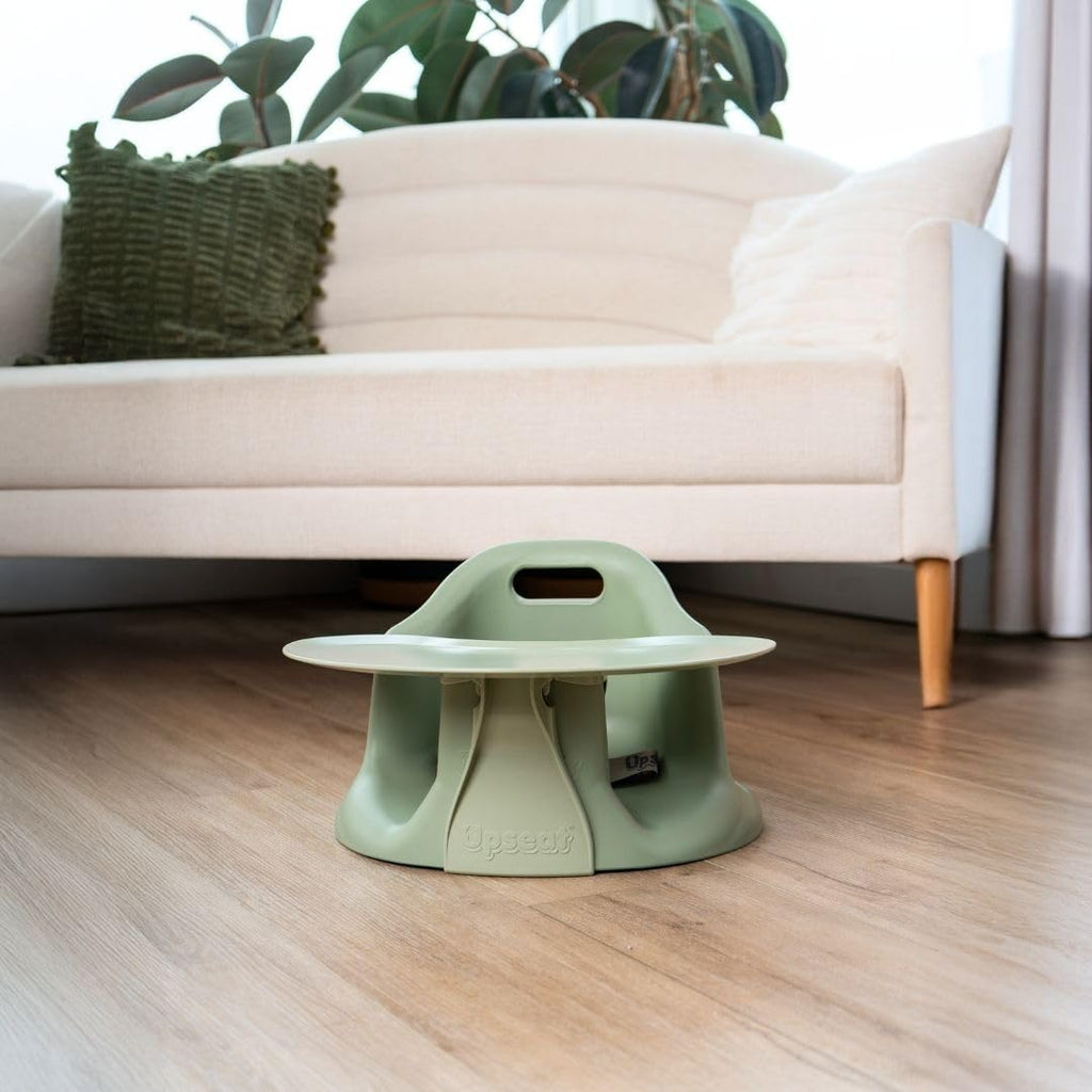 Upseat â The Original Ergonomic Baby Floor & Booster Seat with Tray, Developed with Physical Therapists for Upright Posture & Healthy Hip Development, 4â24 Months, Extra-Large Tray (Sage)