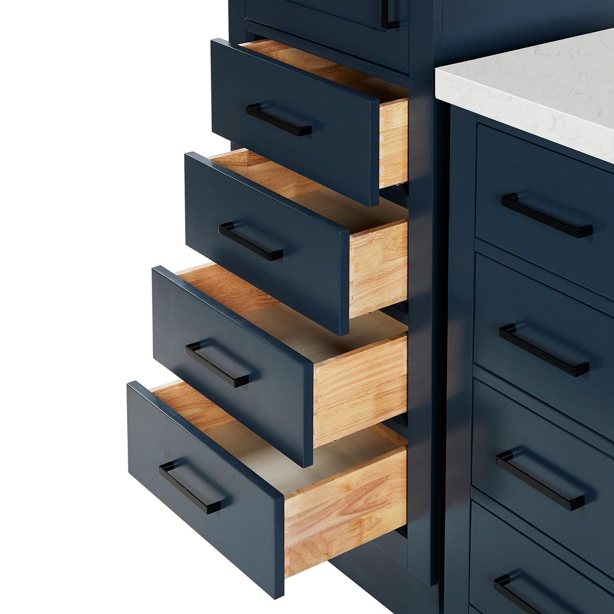 ARIEL Hepburn 92 Inch Includes 20 Inch Linen Cabinet and 1 of 72 Inch Double Rectangle Sink Bathroom Vanity with Carrara White Quartz Countertop 1.5 Inch in Natural Oak
