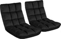 Yaheetech 14-Position Folding Floor Chairs with Back Support Black 2pcs