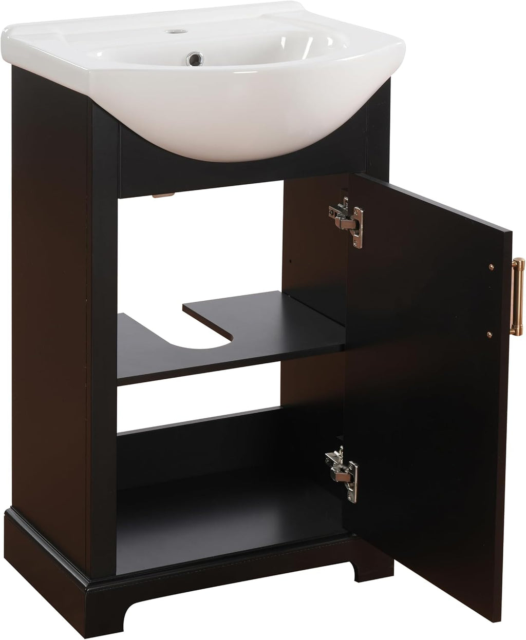YOPTO 20" Bathroom Vanity with Ceramic Sink, French Style, Black