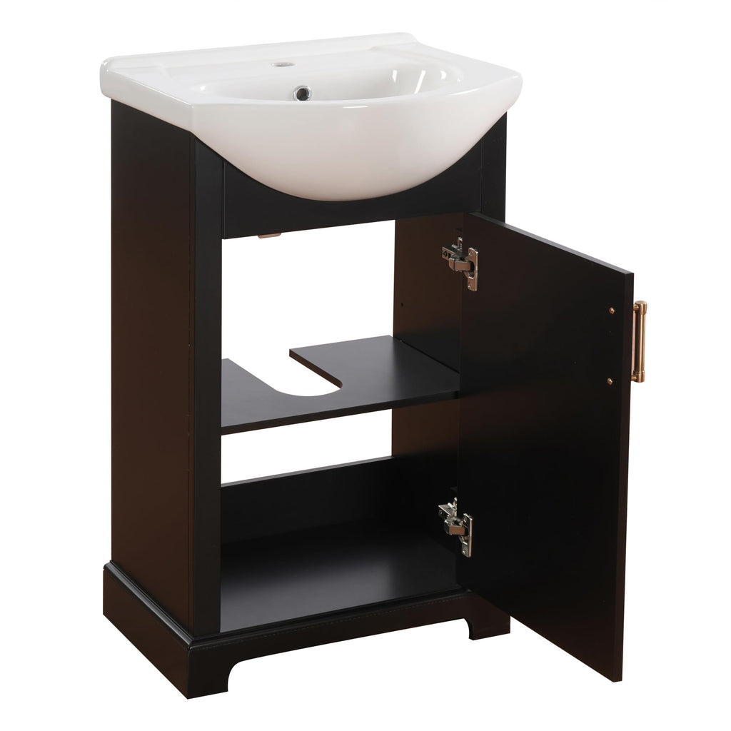 YOPTO 20" Bathroom Vanity with Ceramic Sink, French Style, Black