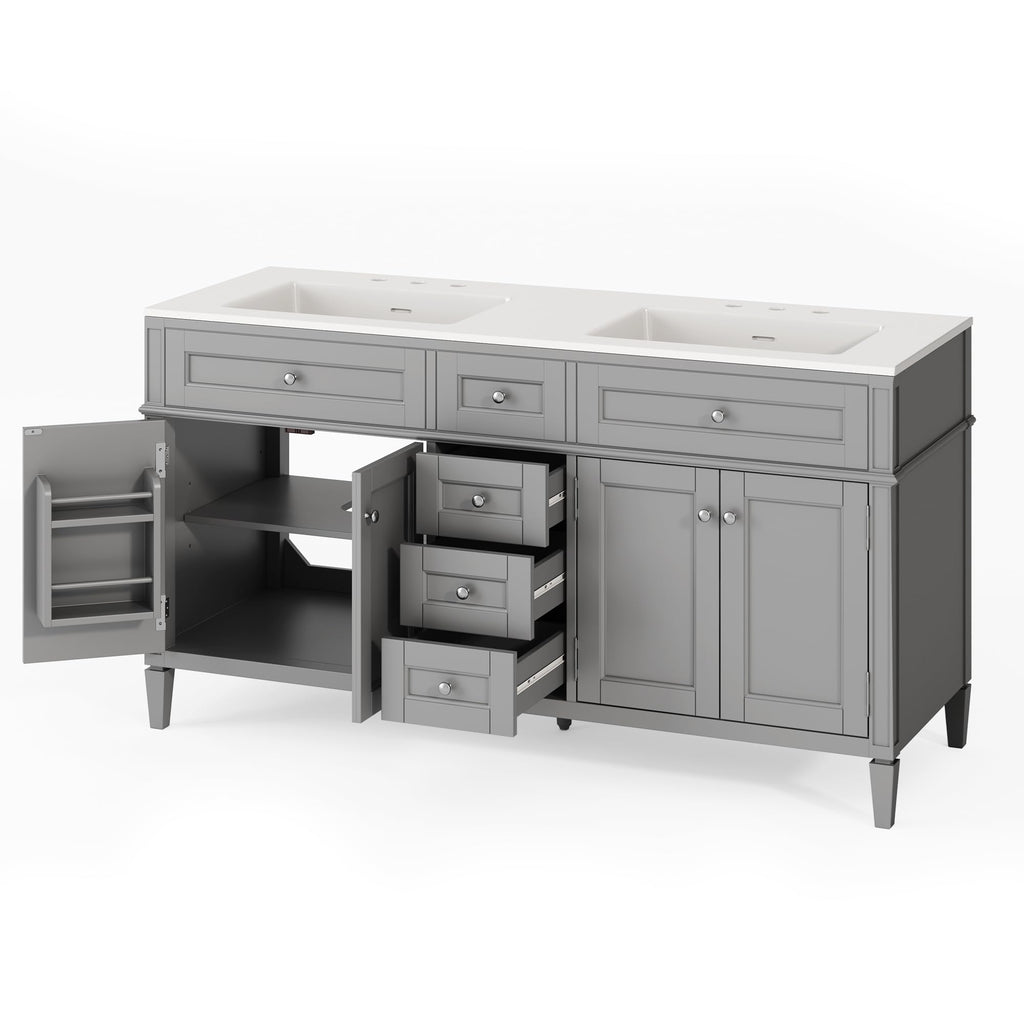 AMERLIFE 60â³ Bathroom Vanity with Sink Combo & 3 Storage Drawers