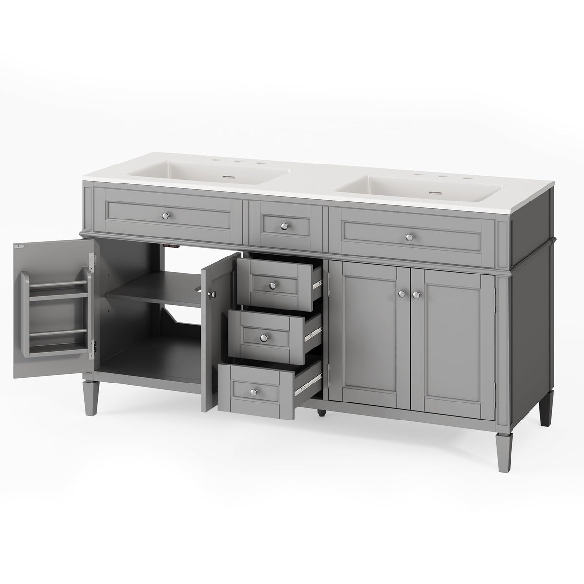 AMERLIFE 60â³ Bathroom Vanity with Sink Combo & 3 Storage Drawers