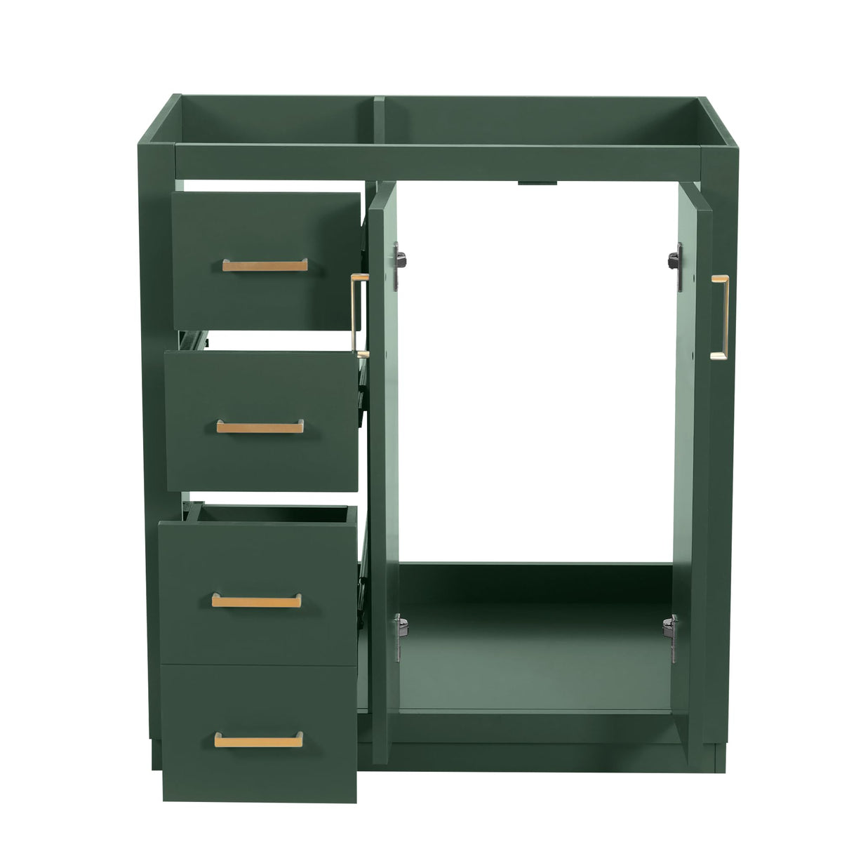 30 Inch Green Bathroom Vanity with Sink & Gold Handles,Light Luxury