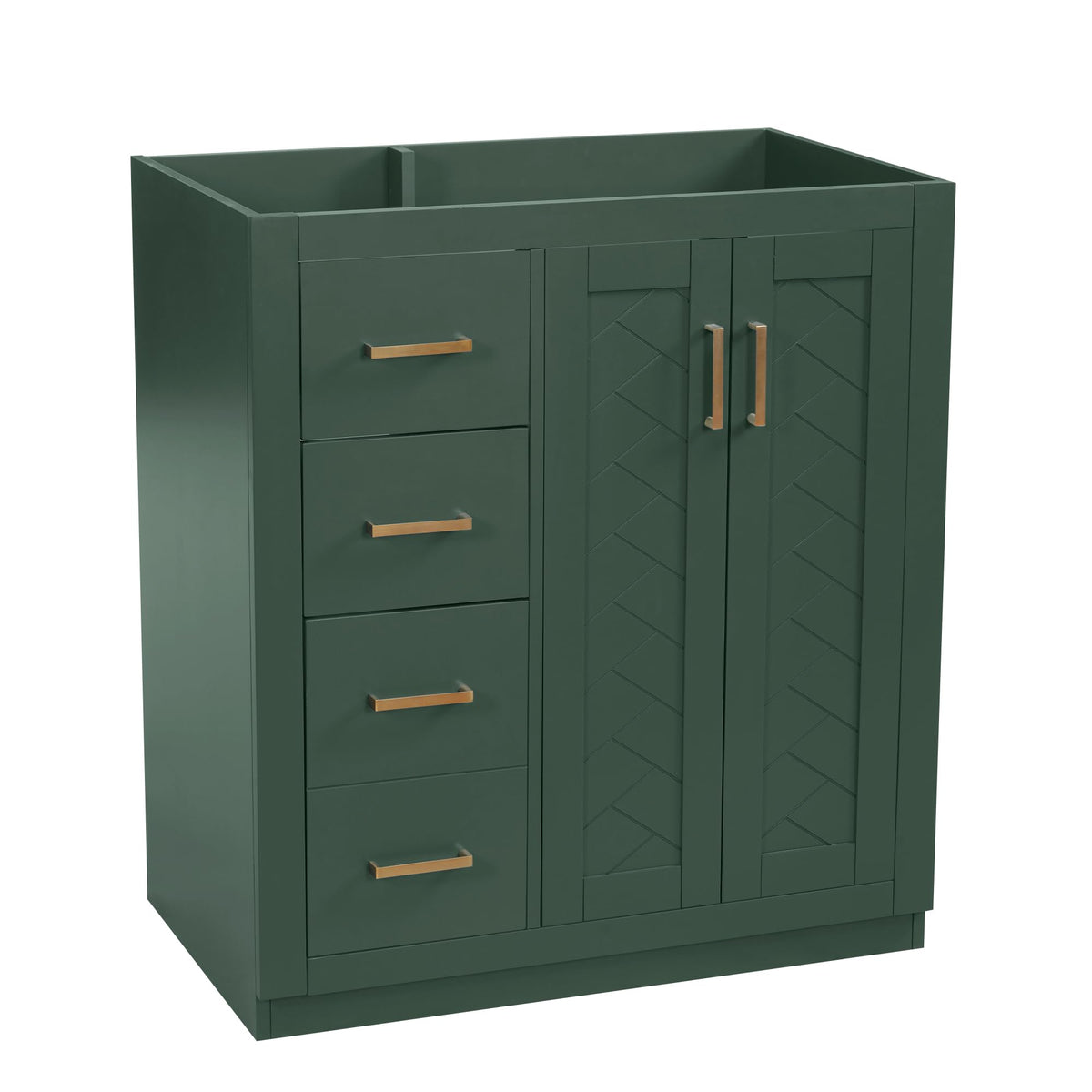 30 Inch Green Bathroom Vanity with Sink & Gold Handles,Light Luxury