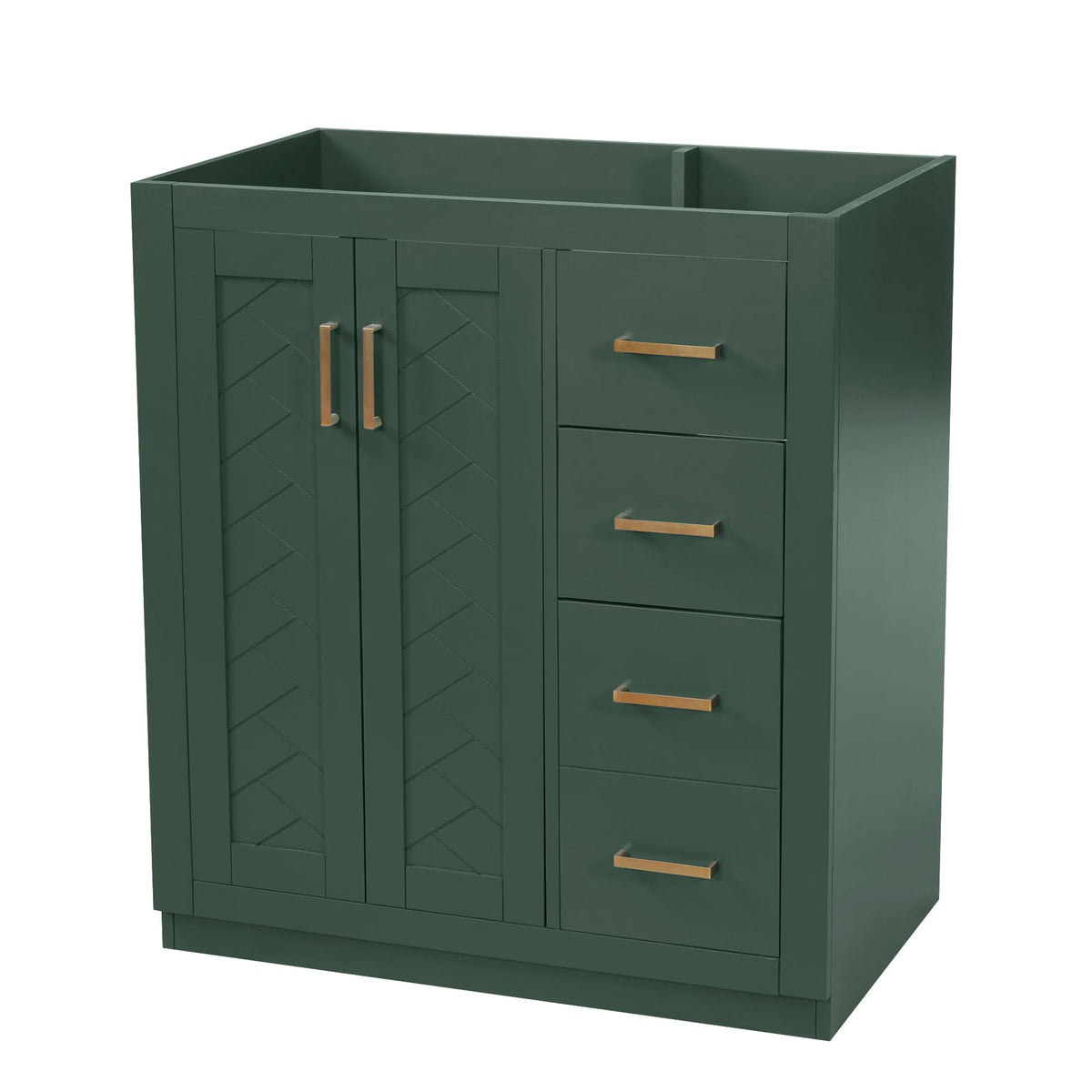 30 Inch Green Bathroom Vanity with Sink & Gold Handles,Light Luxury