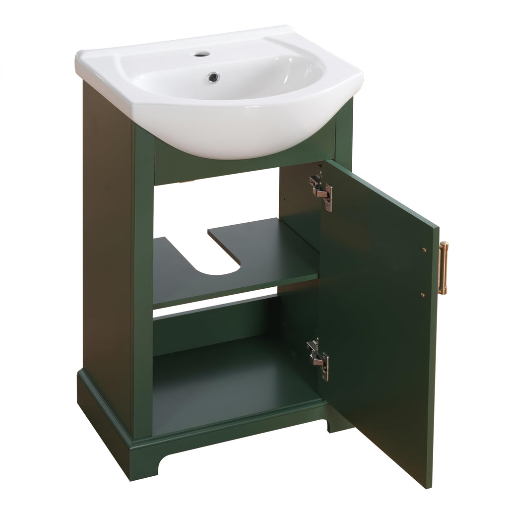 YOPTO 20" Bathroom Vanity with Ceramic Sink, French Style, Black