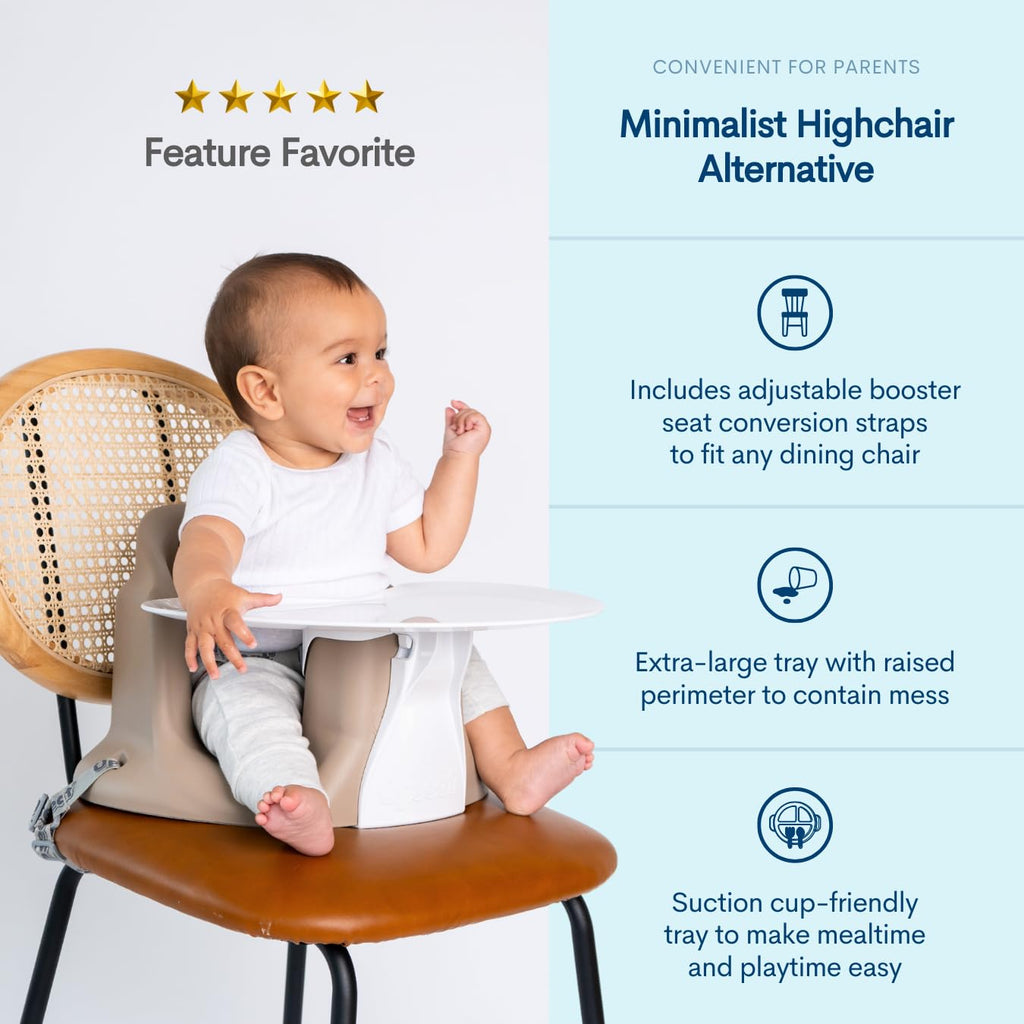 Upseat â The Original Ergonomic Baby Floor & Booster Seat with Tray, Developed with Physical Therapists for Upright Posture & Healthy Hip Development, 4â24 Months, Extra-Large Tray (Sage)