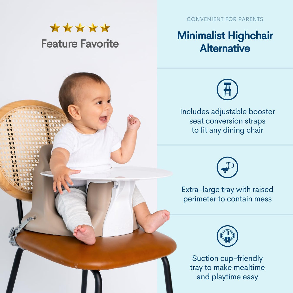 Upseat â The Original Ergonomic Baby Floor & Booster Seat with Tray, Developed with Physical Therapists for Upright Posture & Healthy Hip Development, 4â24 Months, Extra-Large Tray (Sage)