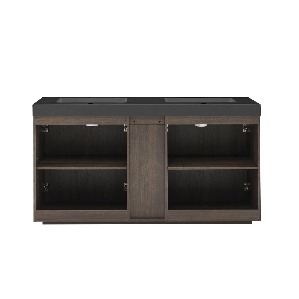36â Modern Bathroom Vanity with Black Sink, Smoked Brown