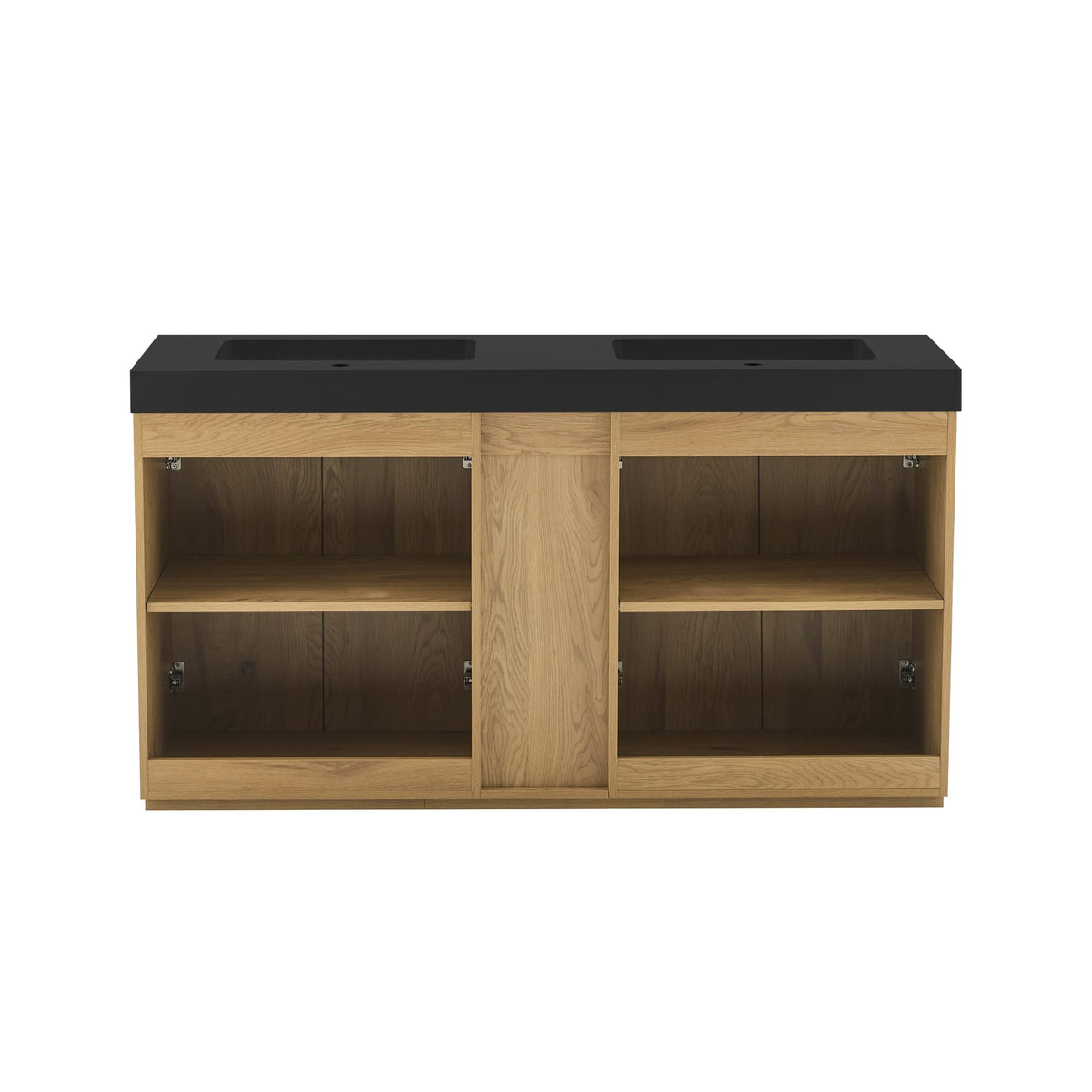36â Modern Bathroom Vanity with Black Sink, Smoked Brown