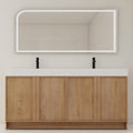 70" Double Sink Bathroom Vanity with Resin Basin, Faux Oak Finish