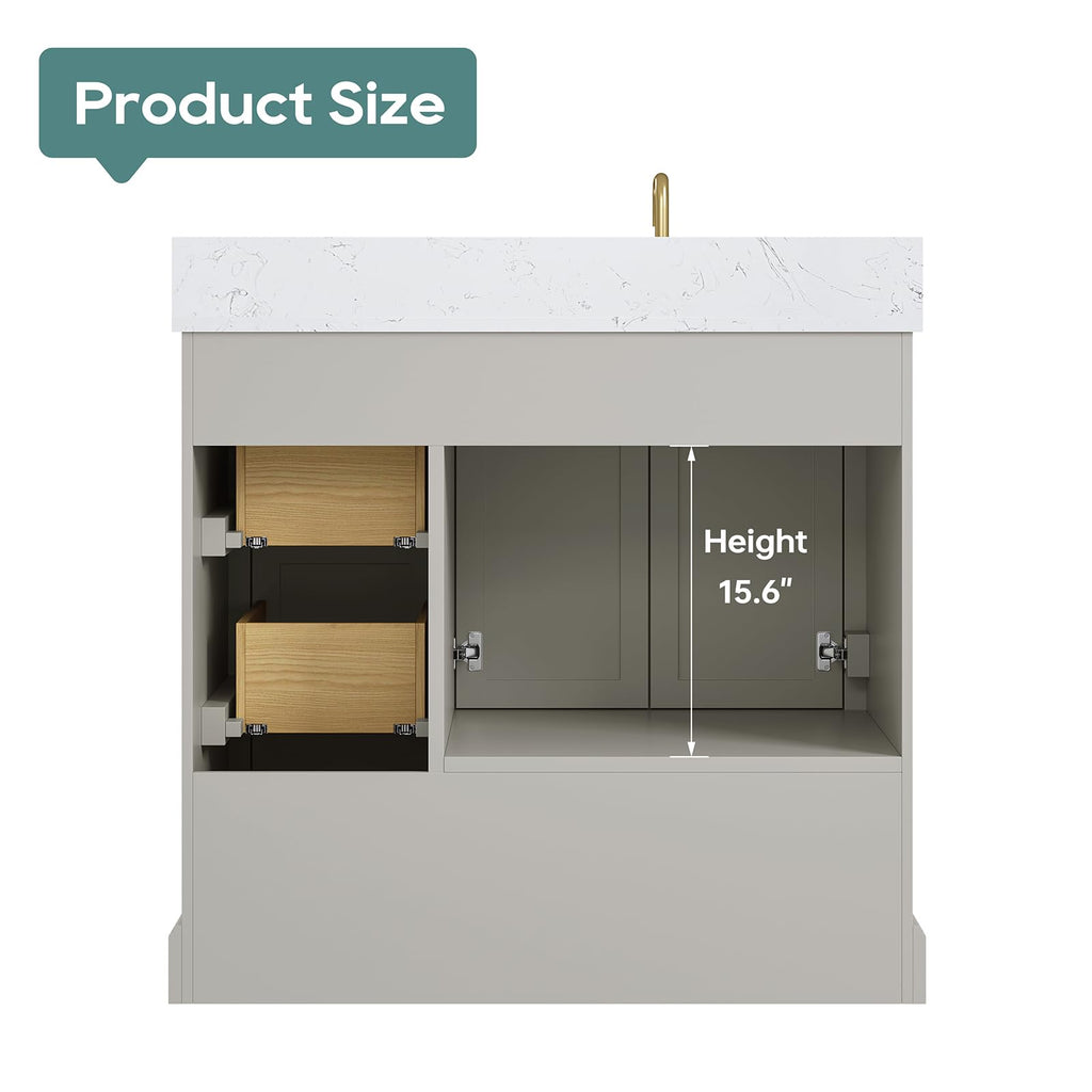 60 Inch Bathroom Vanity with Double Sink Combo, Greige