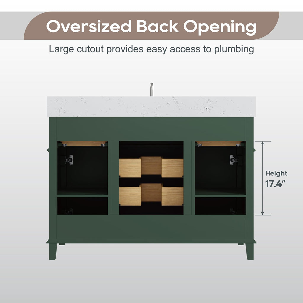 42 Inch Bathroom Vanity with Sink, Pre Assembled, White