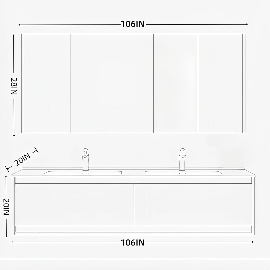 70 in Double Bathroom Vanity with Sinks - Modern Freestanding Bathroom Vanity with Solid Wood Construction | Anti-Fog Mirror | Integrated Stone Sink | Ready-to-Use Design