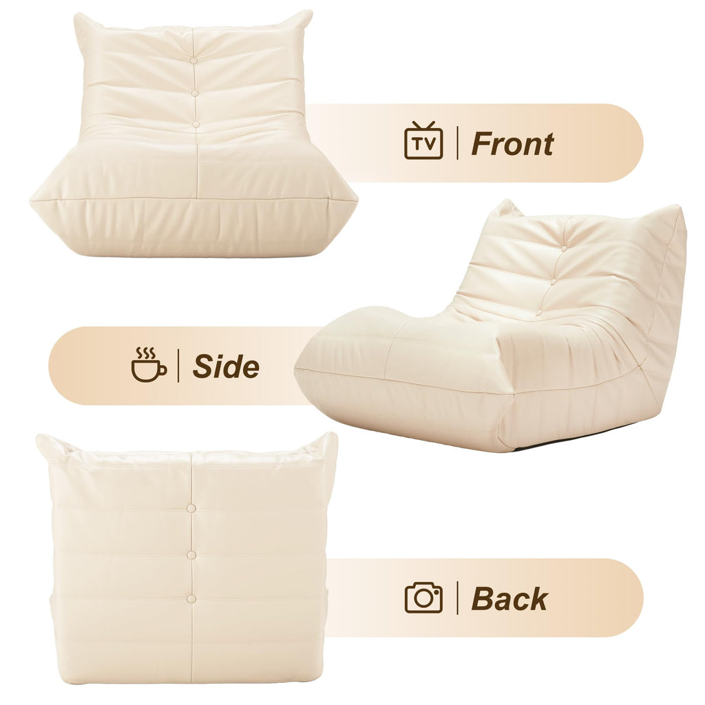 Hobestluk Bean Bag Chair Adult Leather Togo Chair Memory Foam Living Room