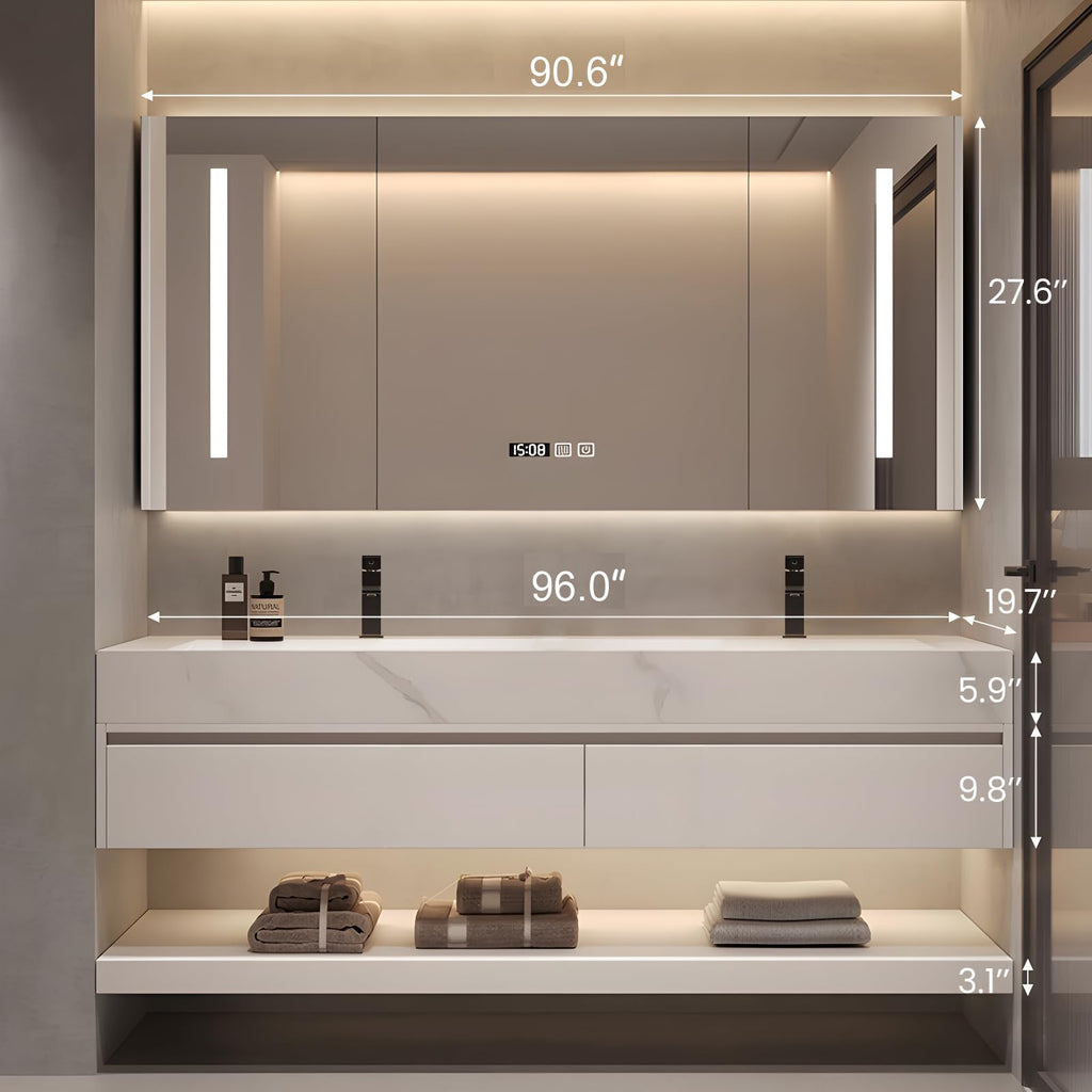 72" Bathroom Vanity with Double Sink, Fully Assembled, White