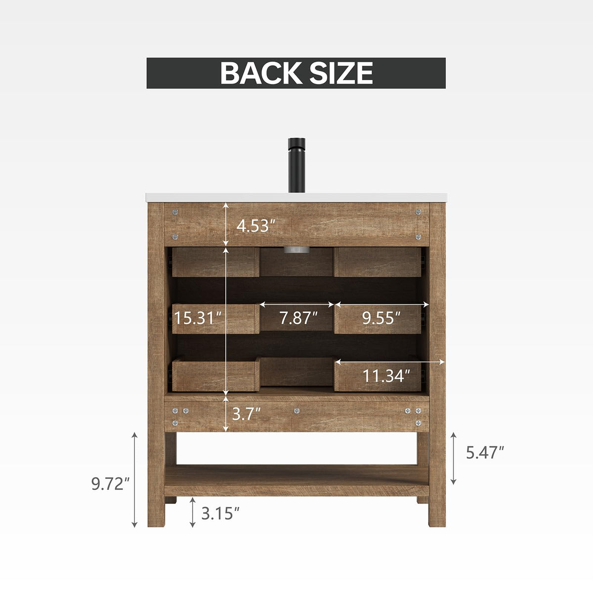 42 Inch Bathroom Vanity with Sink, Fully-Assembled, Walnut