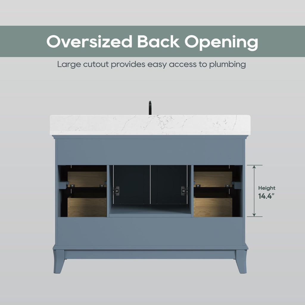 42 Inch Bathroom Vanity with Sink, Pre Assembled, White
