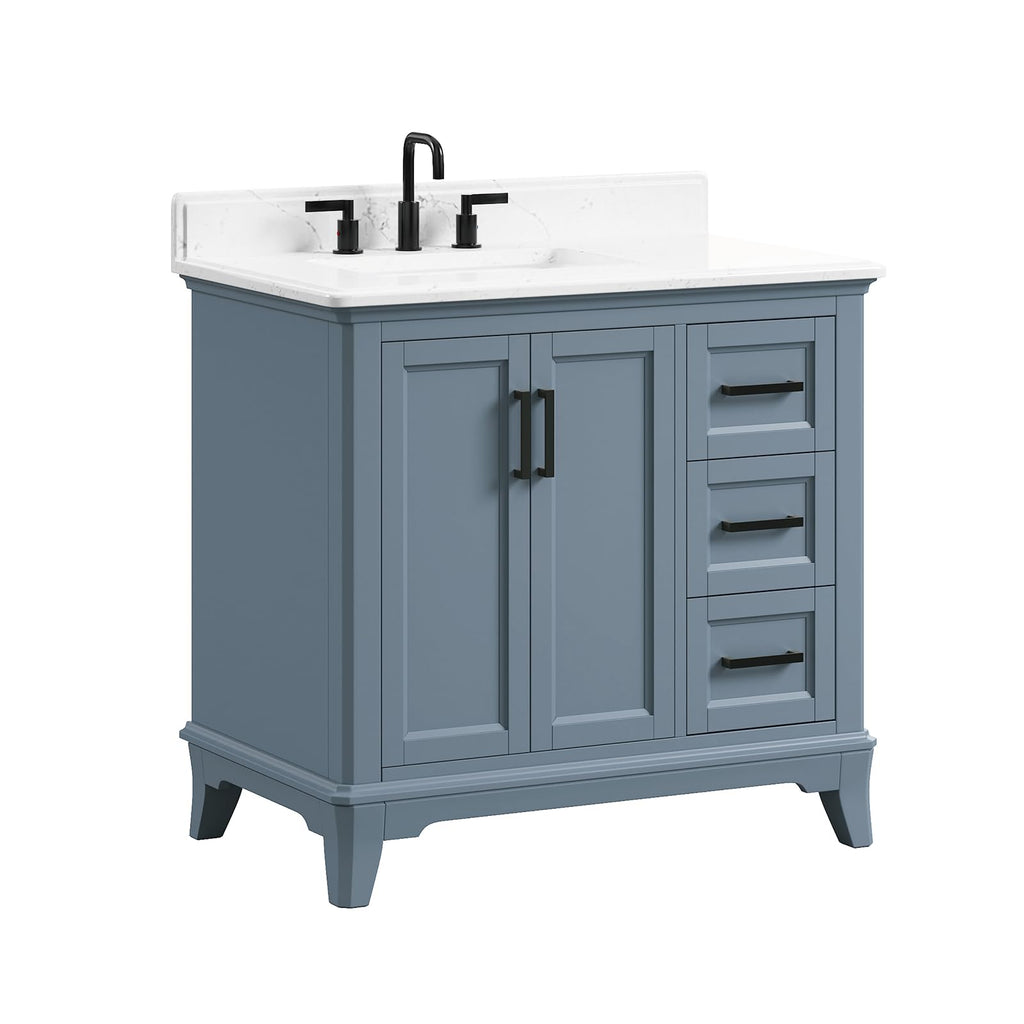 60 Inch Bathroom Vanity Double Sink, Steel Blue