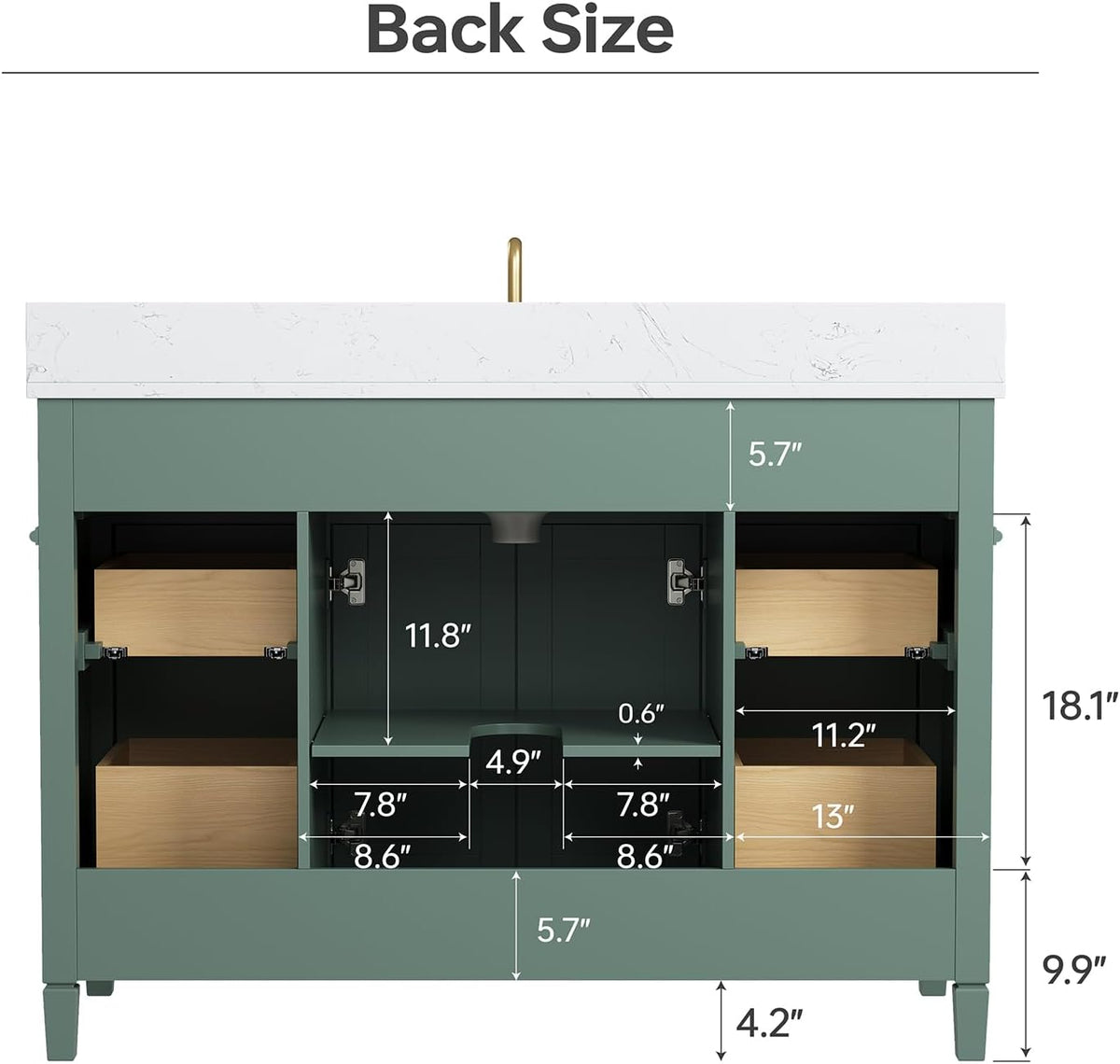 48 inch Bathroom Vanity with Sink, Green