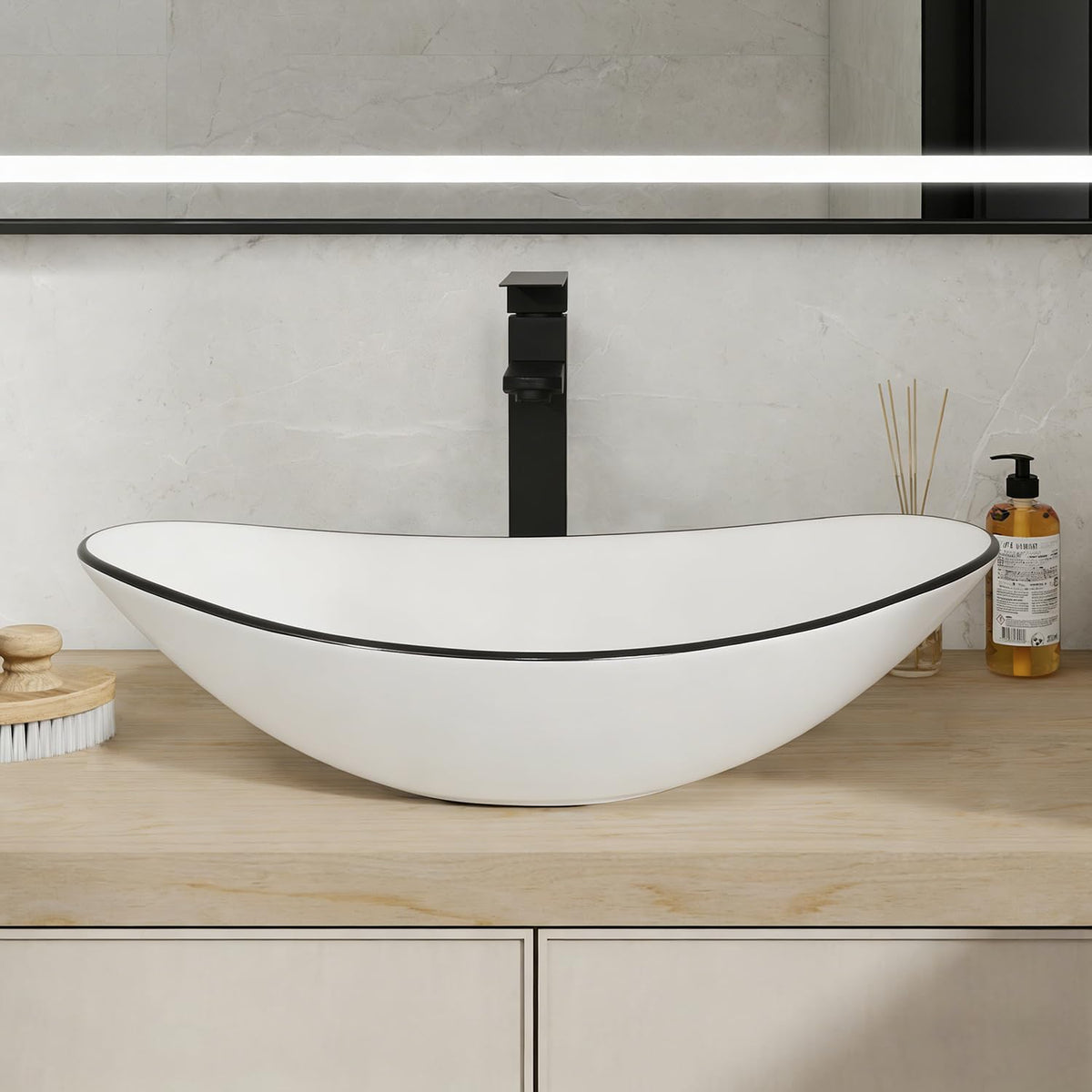 32'' Bathroom Vanity with Sink, Modern Bathroom Cabinet, Black