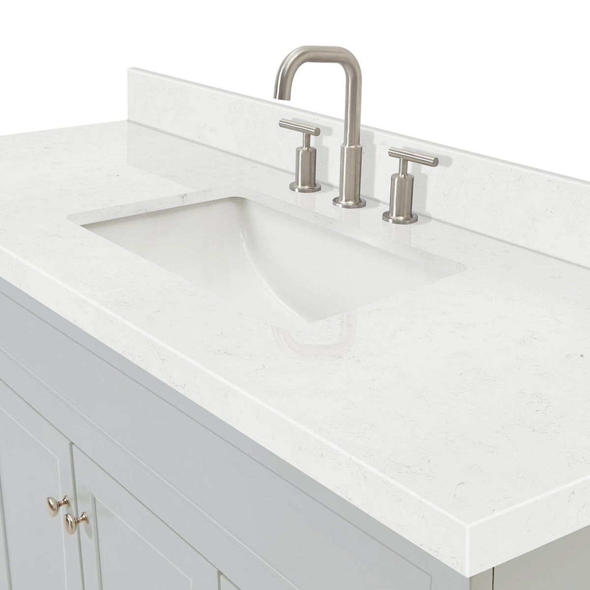 DKB Isabella 60 Inch Bathroom Vanity Single Sink â White Bathroom Vanity with Sink, 1.5" Edge Carrara White Quartz Countertop, Solid Wood, 2 Soft-Close Doors, 8 Dovetail Drawers + Tilt Drawer
