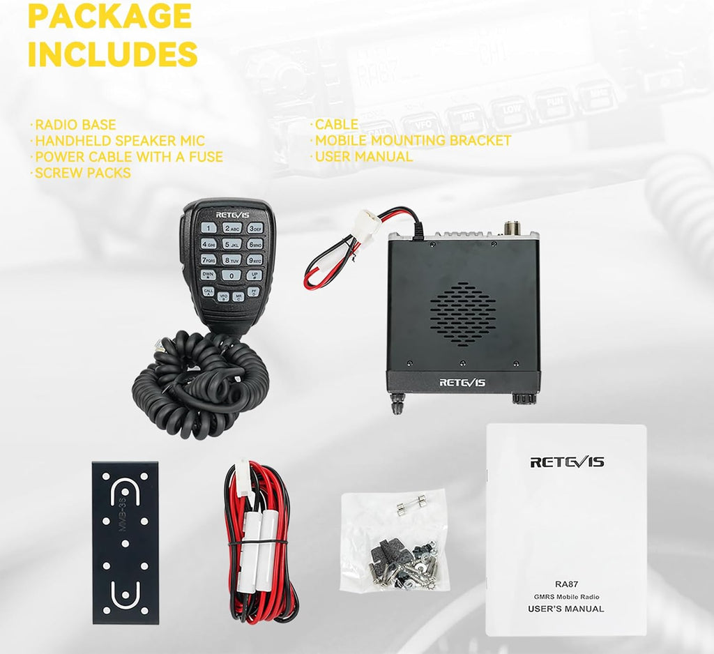 Retevis RA87 GMRS Mobile Radio, High Power Mobile Transceiver Base Station