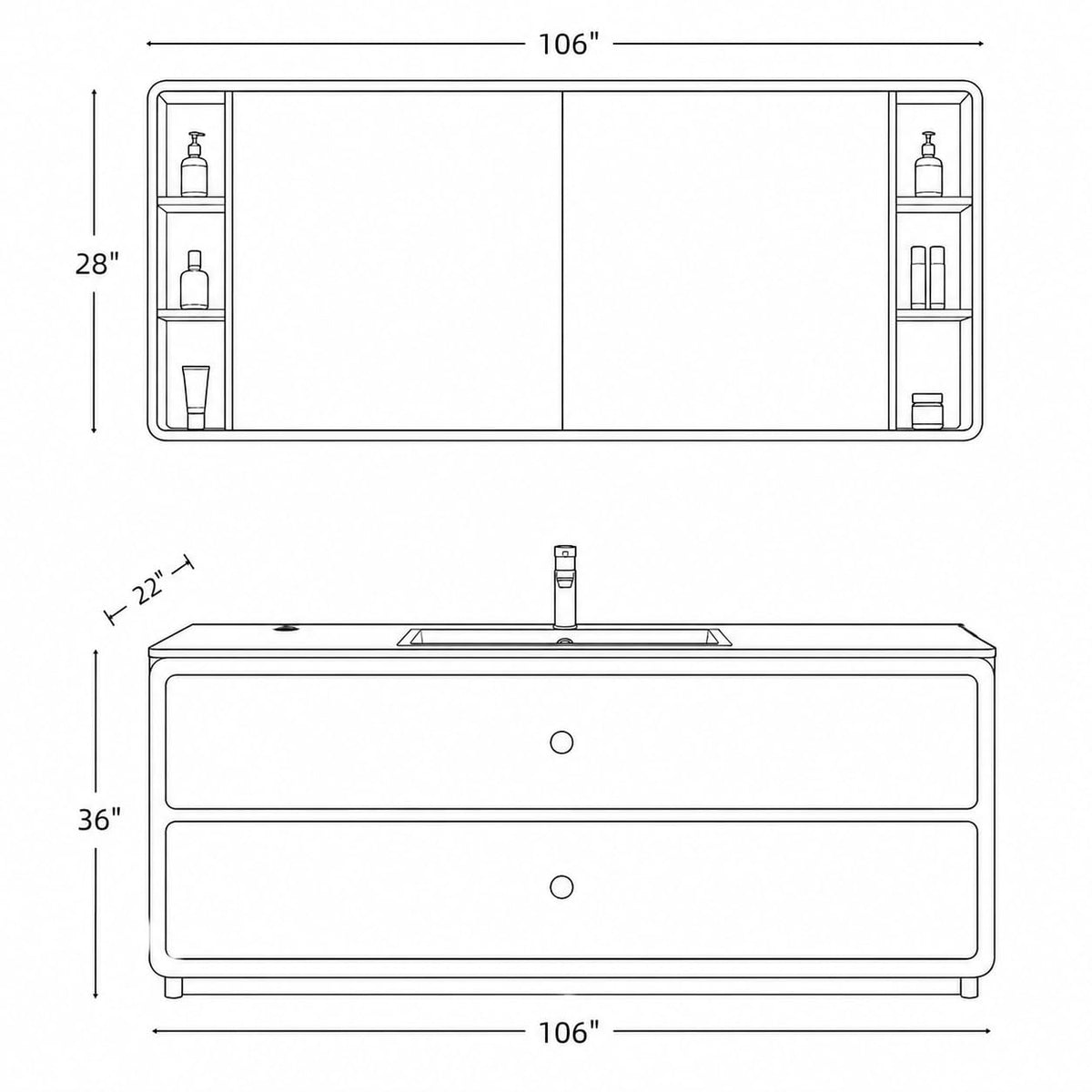 62 IN Freestanding Single Sink Bathroom Vanity with LED Storage Mirror