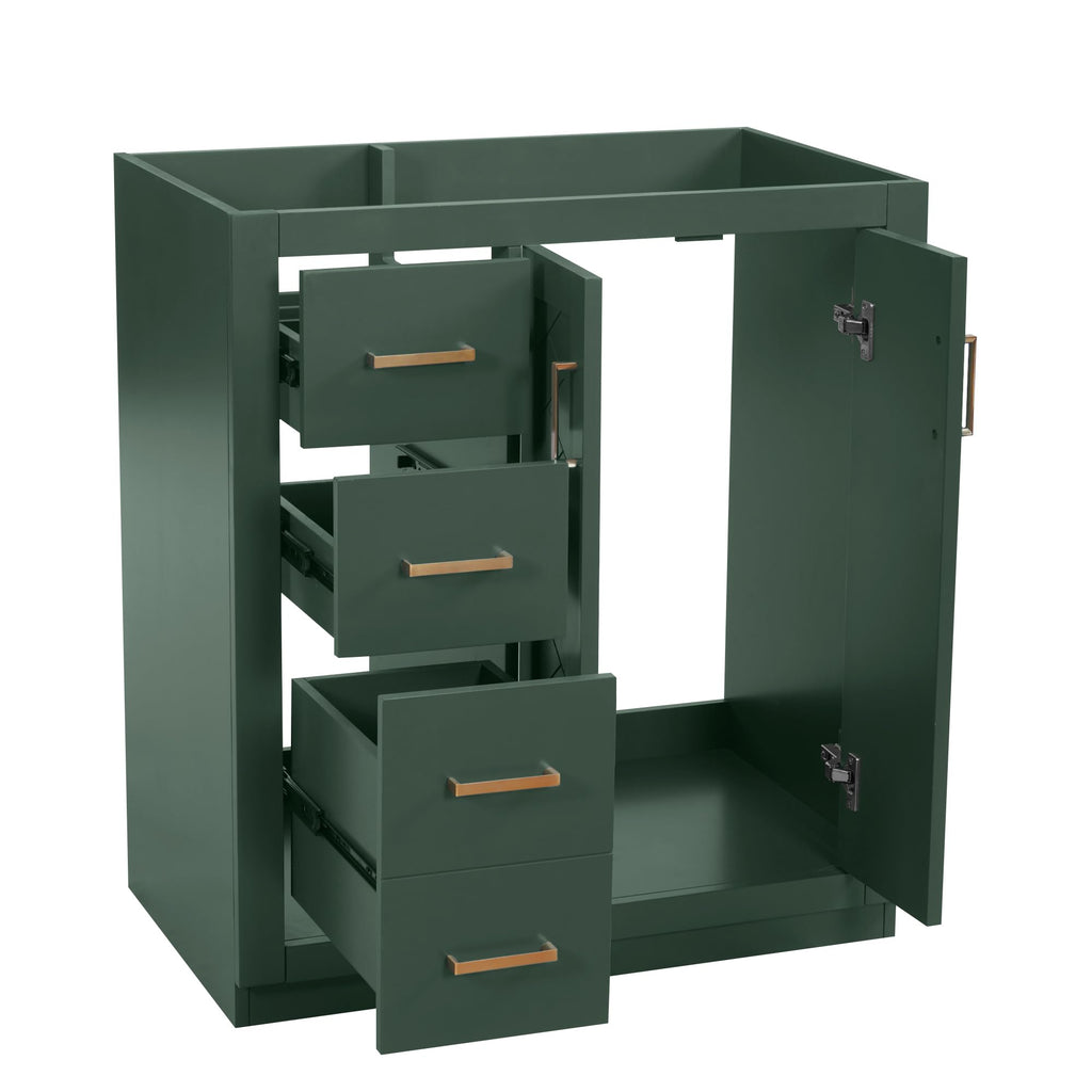 30 Inch Green Bathroom Vanity with Sink & Gold Handles,Light Luxury