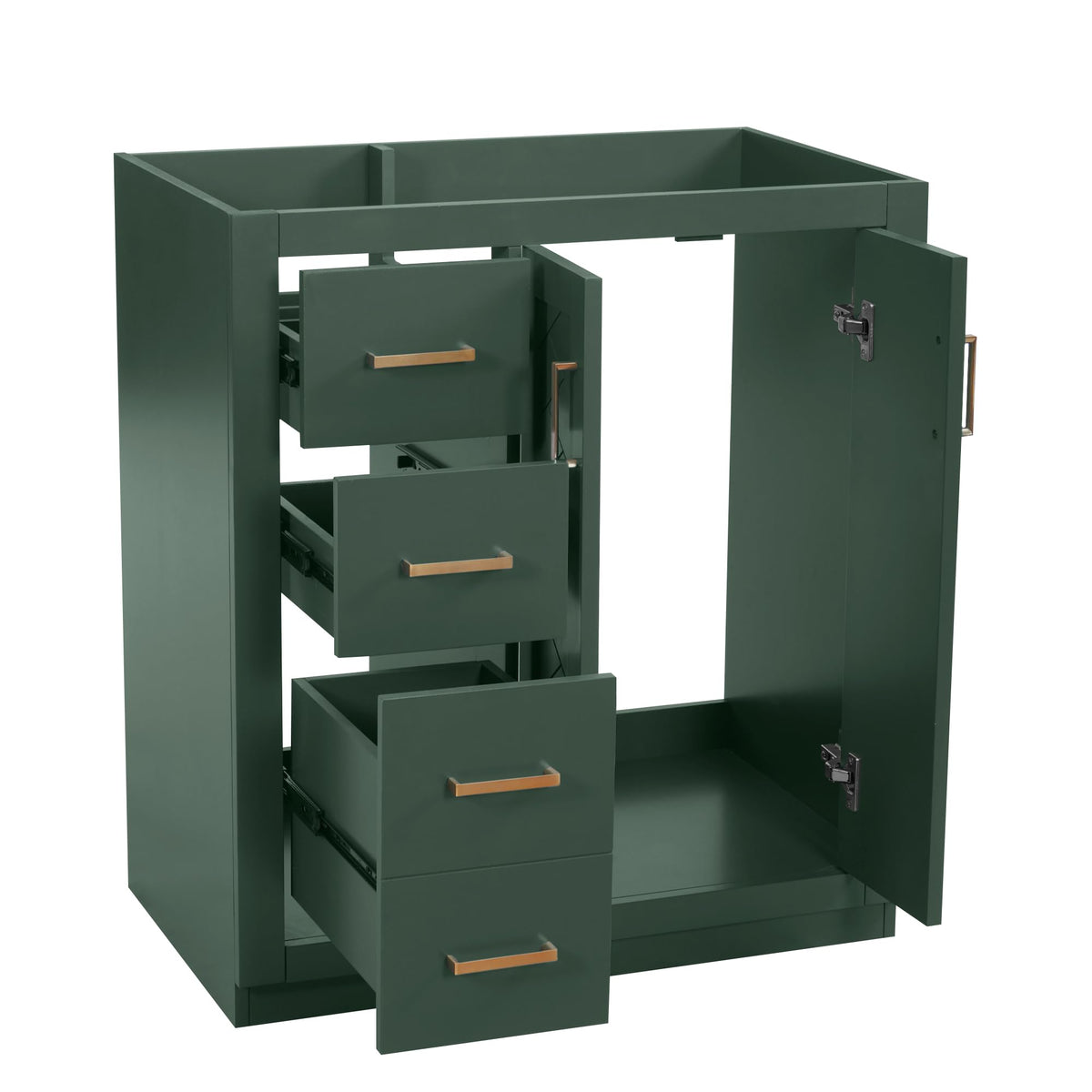 30 Inch Green Bathroom Vanity with Sink & Gold Handles,Light Luxury